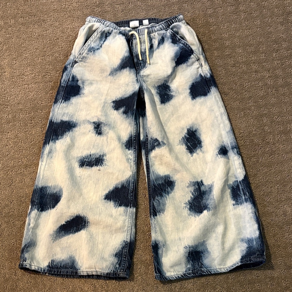 GAP Kids Wide-Leg Tie-Dye Jeans in Navy and White
